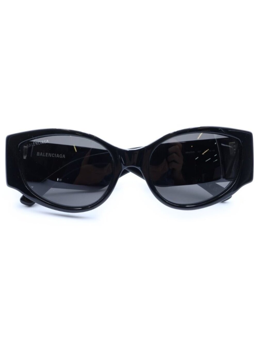 Balenciaga Asian Fit 001 Oval Sunglasses Black Eyewear